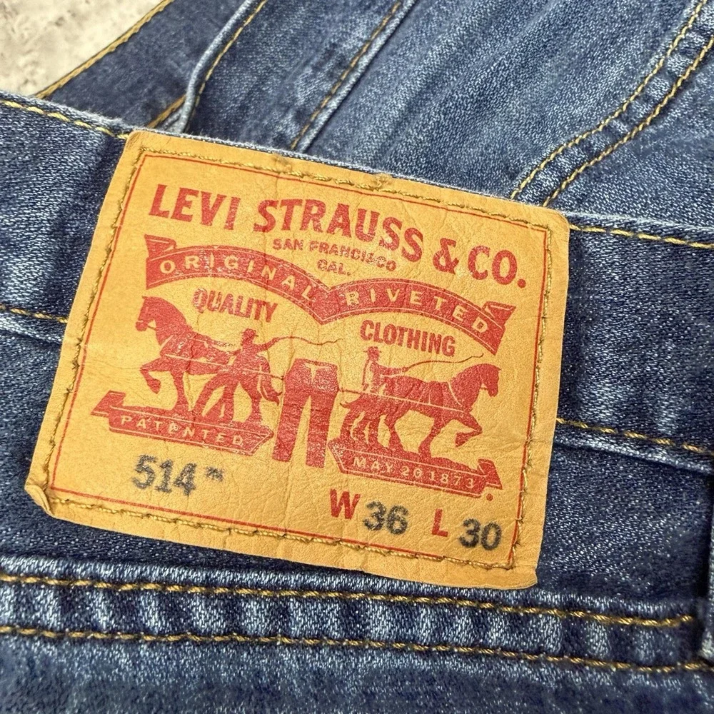 Levi's 514 100% Cotton 36x30 Dark Wash Slim Fit Blue Jeans Workwear Denim zusa